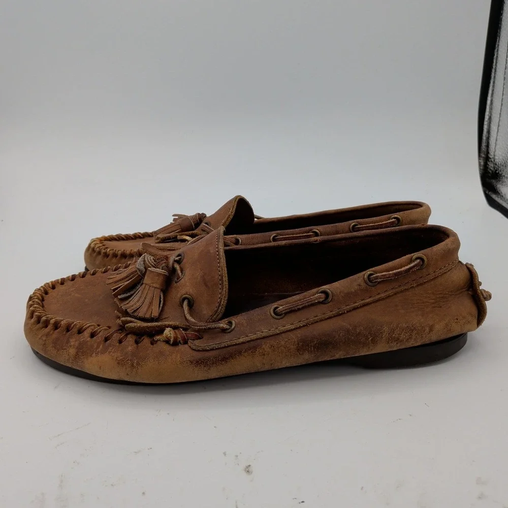 Polo Country Ralph Lauren Mens 9.5 Brown Leather Tassel Kiltie Moccasins USA
